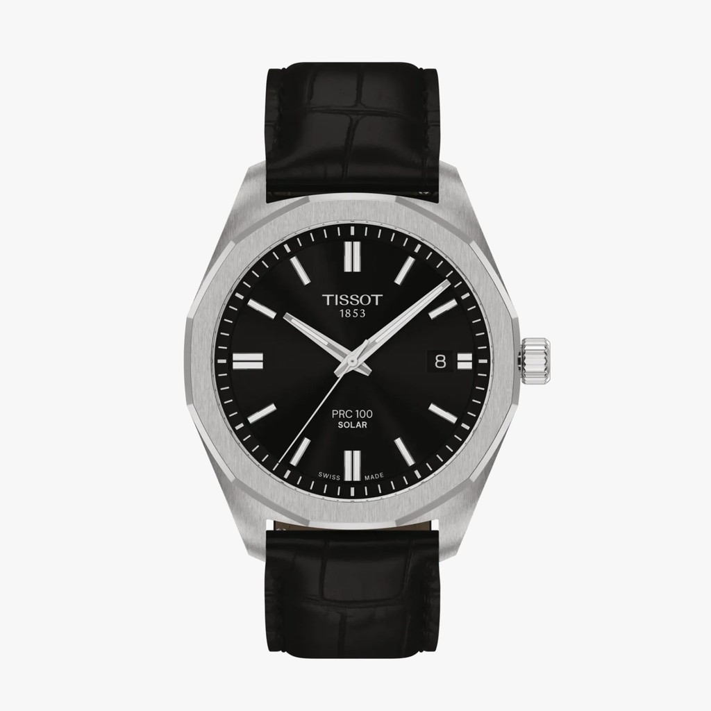 Tissot PRC 100 Solar Dial Black Leather Jam Tangan Pria 39MM T1514221605100