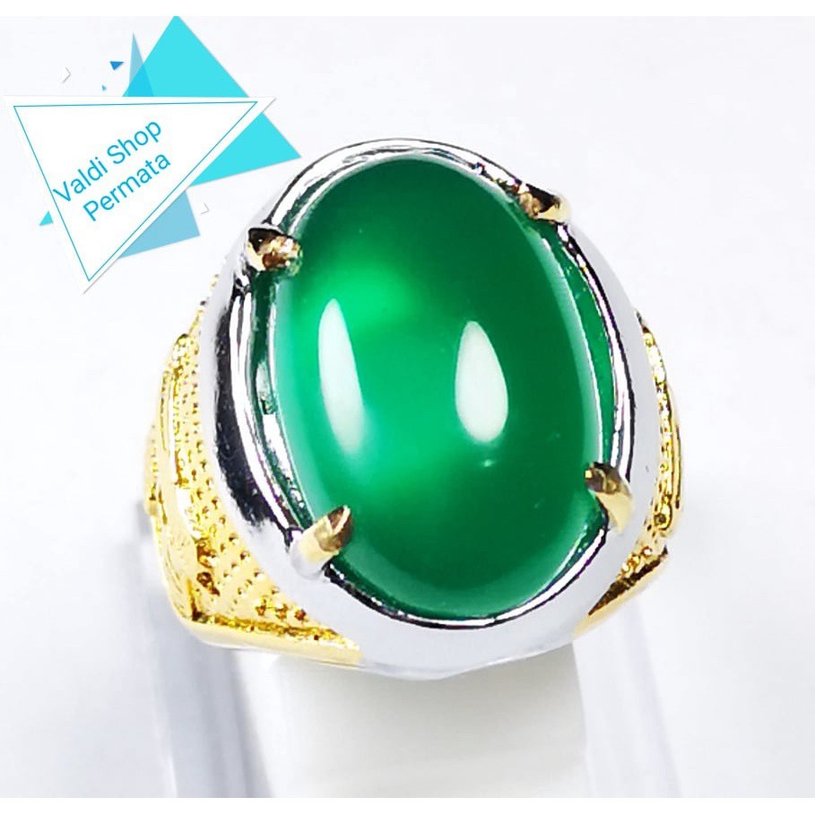 Natural Batu Akik Hijau Bacan Cincau Kristal Mewah