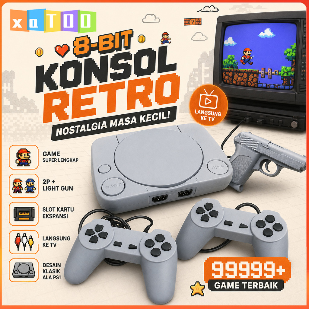 Konsol Retro Nintendo Style – Game Jadul Bercahaya Multipemain