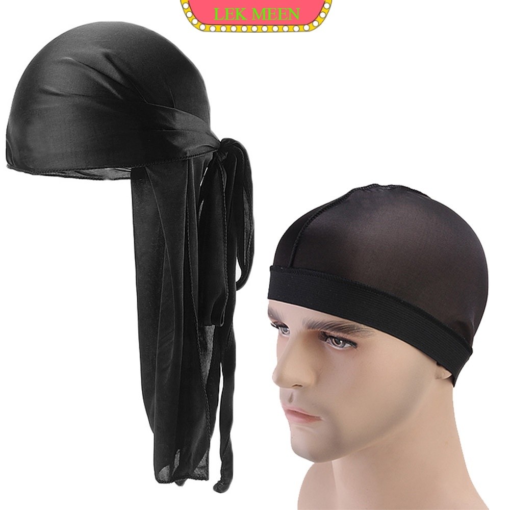 lekmeen- Durag Ikat Kepala Silk Durag Bandana Hip Hop Pirate Hat Bandana Chemo Cap