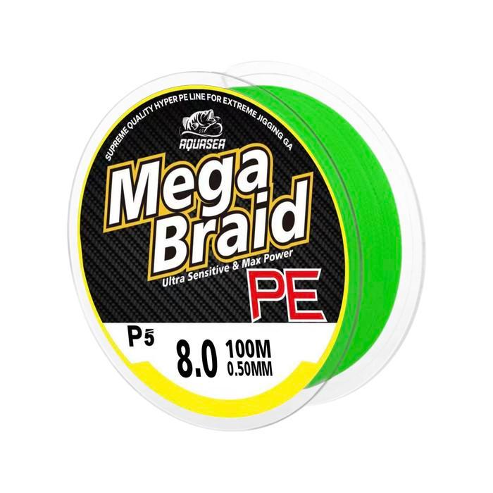 AQUASEA Senar Pancing PE Mega Braid HIJAU X4 100M Alat Ikan Joran Umpan - PE MEGA BRAID, 0.12