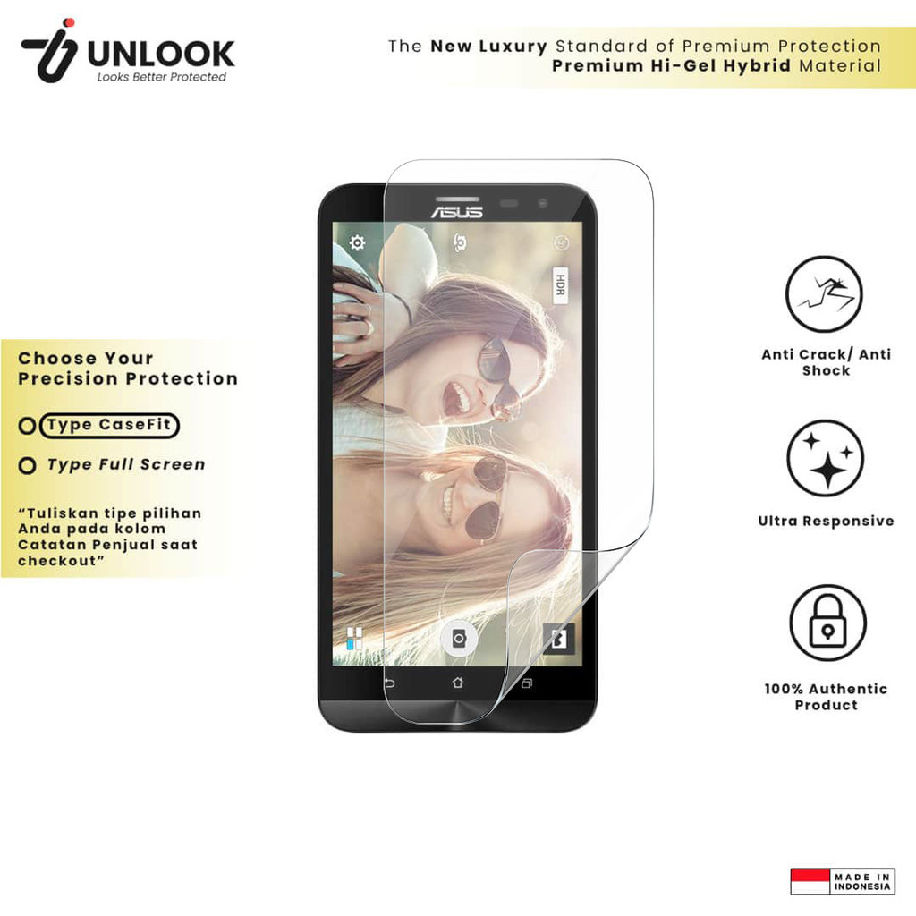 UNLOOK Hi-GEL HYBRID Hydrogel+ Pelindung Layar for Asus Zenfone 2 Laser,  2 Deluxe Special Edition, 