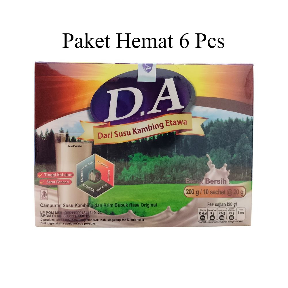 Paket 6 Box Susu Kambing Etawa Bubuk D.A Tinggi Kalsium Plus Kolostrum / Susu Kambing DA /  Susu Kam