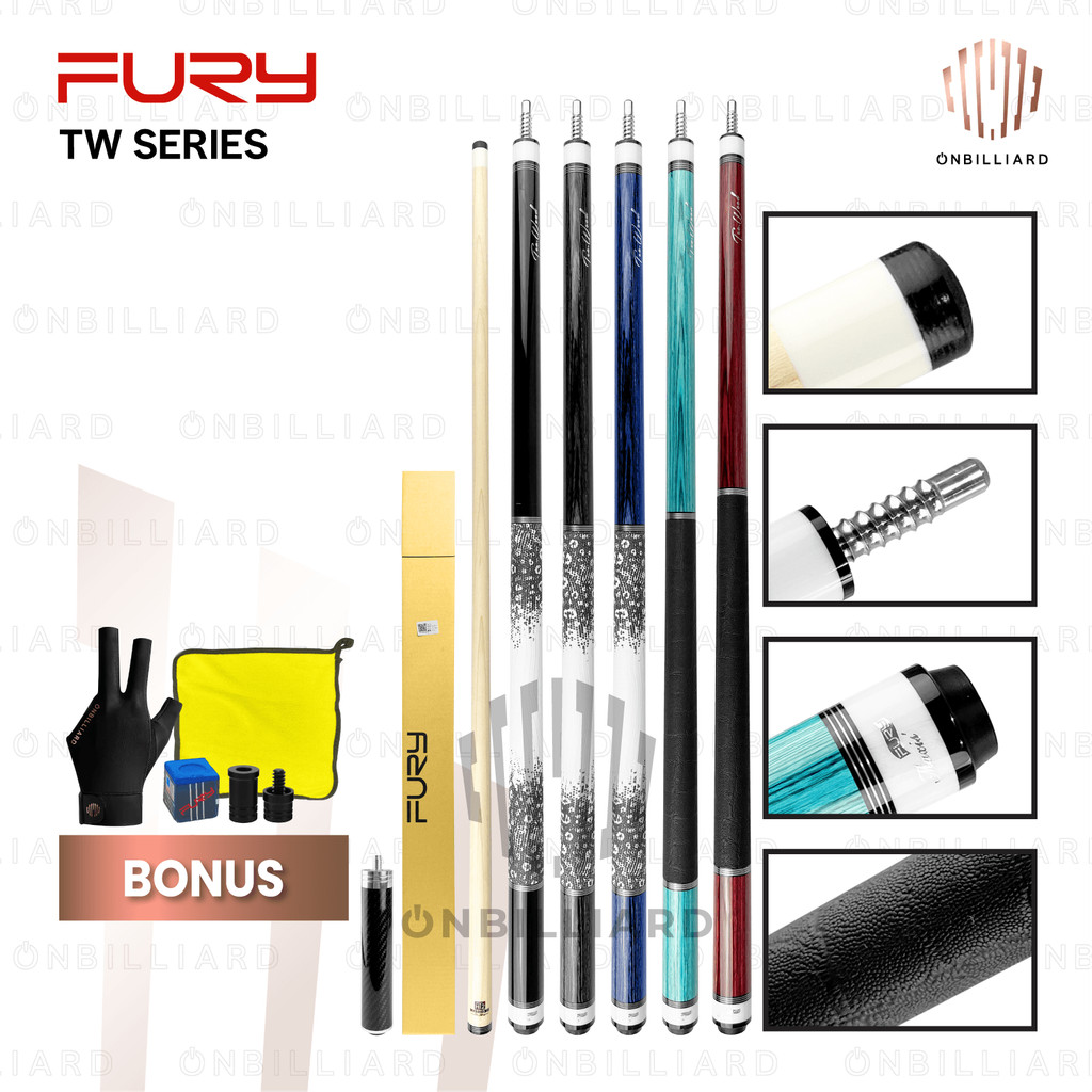 FURY TW Stick Billiard Maple Cue Low Deflection Play Cues TW-1 TW-2 TW-3 TW-4 TW-9 FURY TW