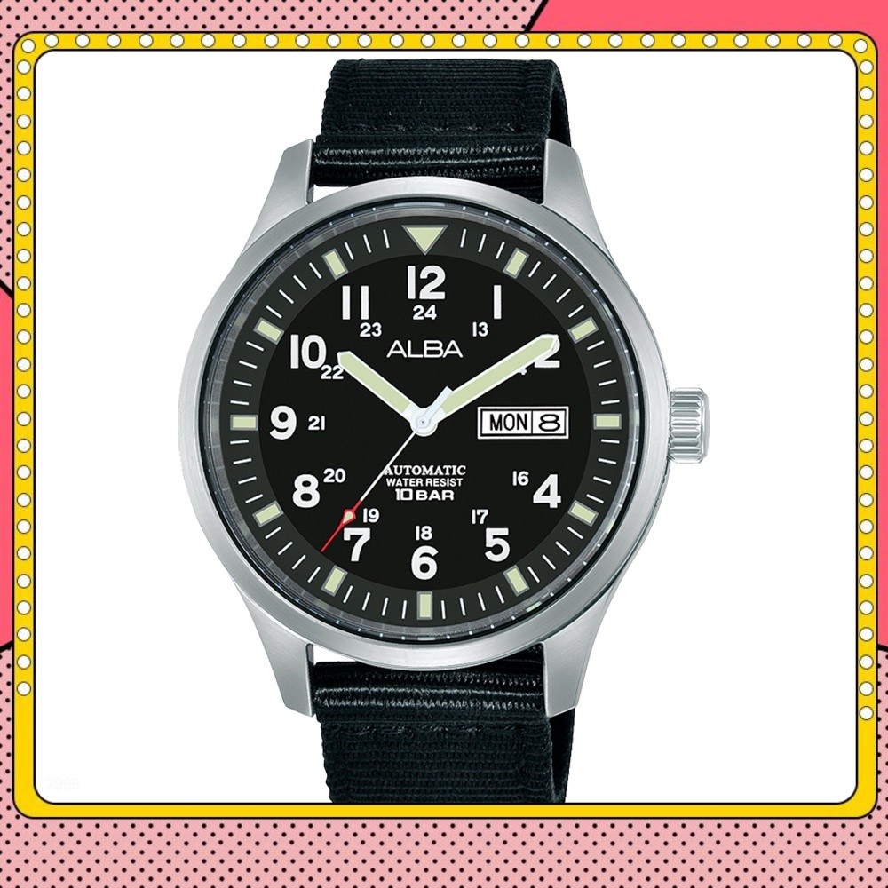 Alba AL4223X1 Automatic Black Dial Black Nylon Strap - Jam Tangan Pria