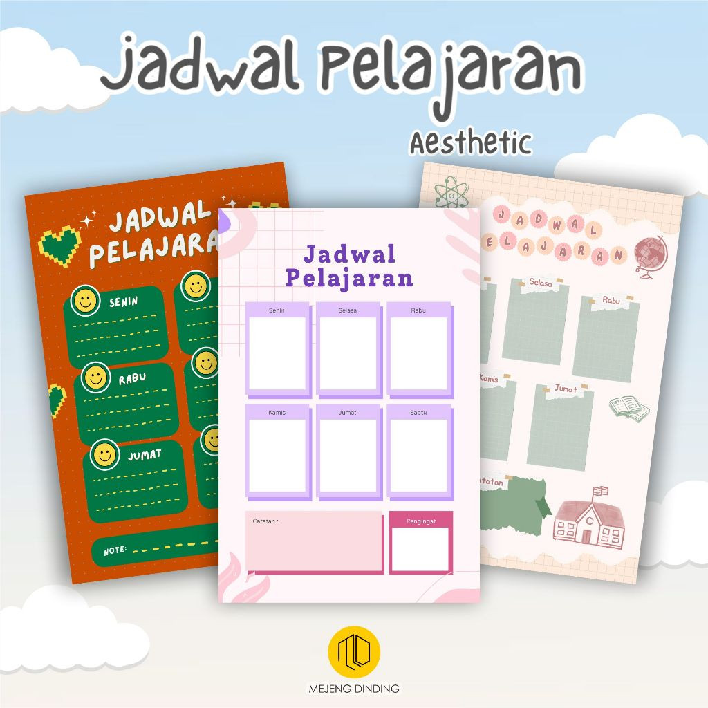JADWAL PELAJARAN CUSTOM / JADWAL PELAJARAN AESTHETIC / POSTER PELAJARAN BEST SELLER / POSTER SEKOLAH
