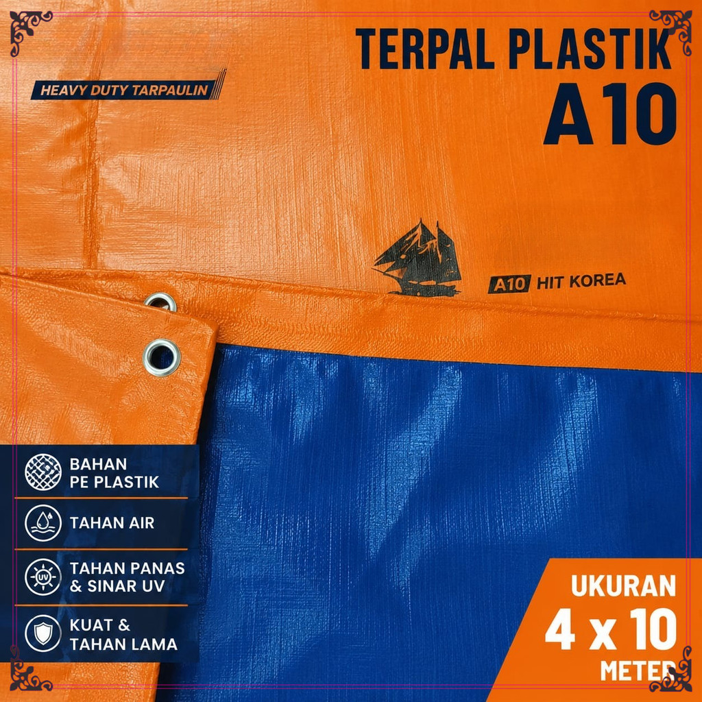 Terpal Plastik A10 Ukuran 4x10 Meter Anti Air Tidak Mudah Sobek Cocok untuk Tenda Acara dan Penutup 