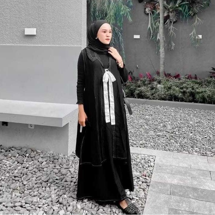 One set crinkle premium / setelan muslim terbaru / fashion busana wanita muslimah / set rok + dress 