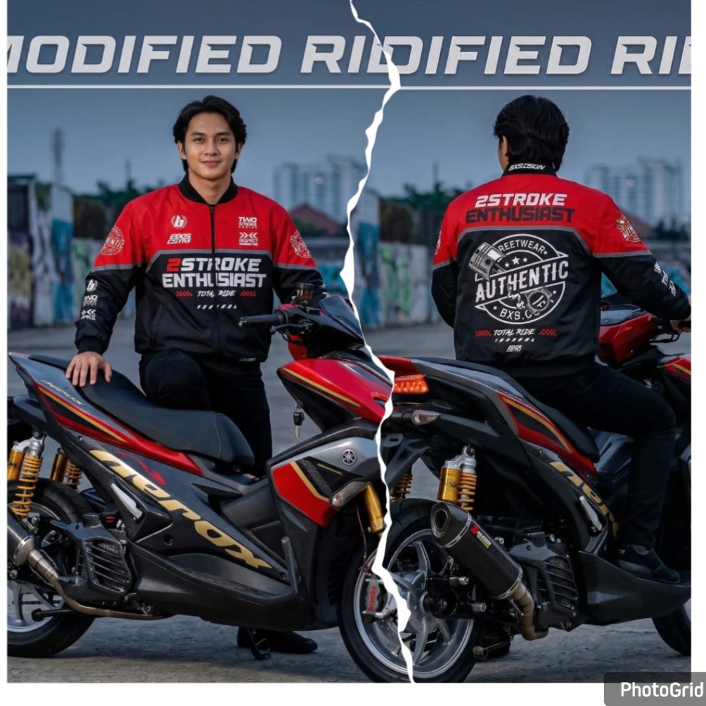 Jaket 2Stroke Racing Bahan Parasut Anti Air dan Lotto
