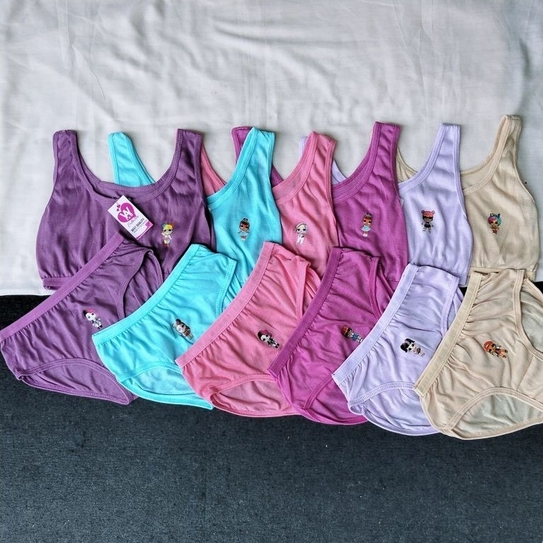 3 Set Singlet Anak Perempuan + CD Celana Dalam Karakter Lucu Premium