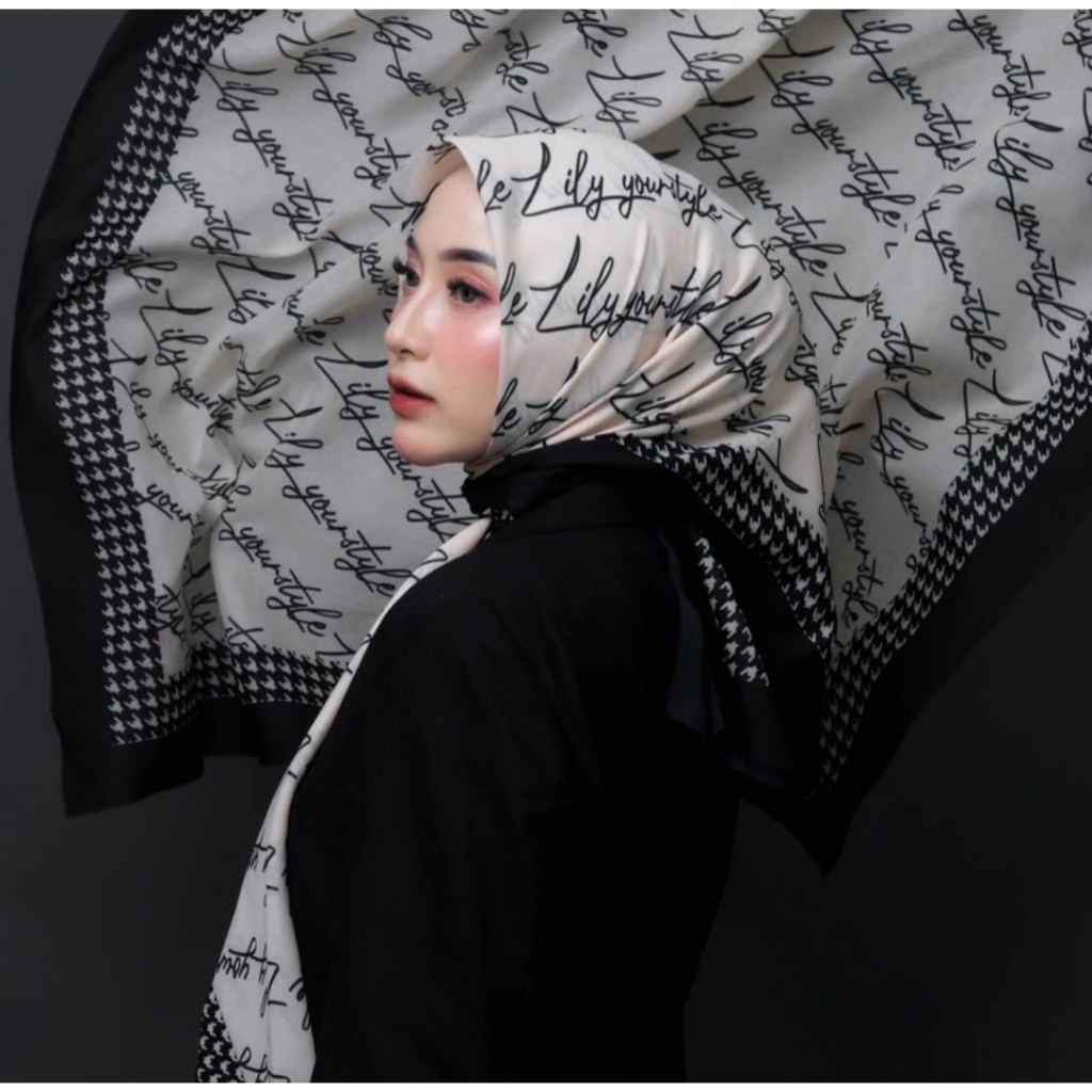 READY Hijab Segiempat Motif LY Lilyourstyle Monogram Termurah