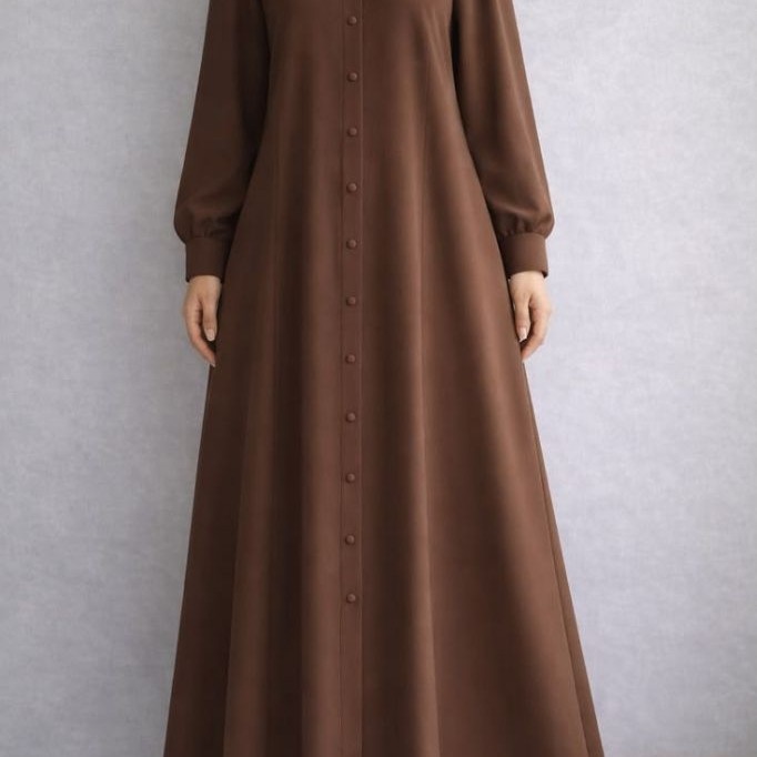 GAMIS FULL kancing depan katun Toyobo polos //.GAMIS JUMBO //Gamis polos