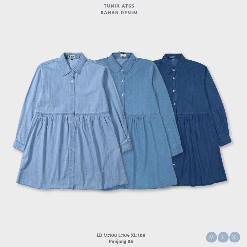 Anyo AT65 Tunik Atasan Kemeja Denim Wanita