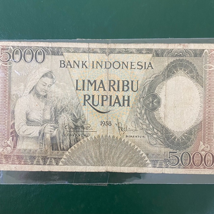 Uang Kuno 5000 Rupiah Pelerja 1958 Orii