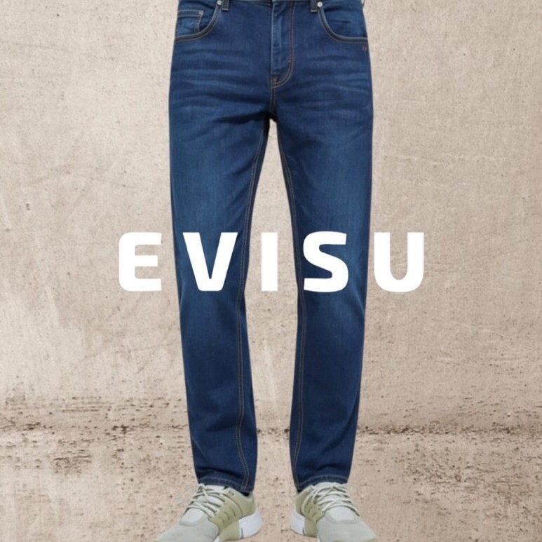 Evisu jeans pants keren model skinny bahan tebal ngaret warna pekat second preloved