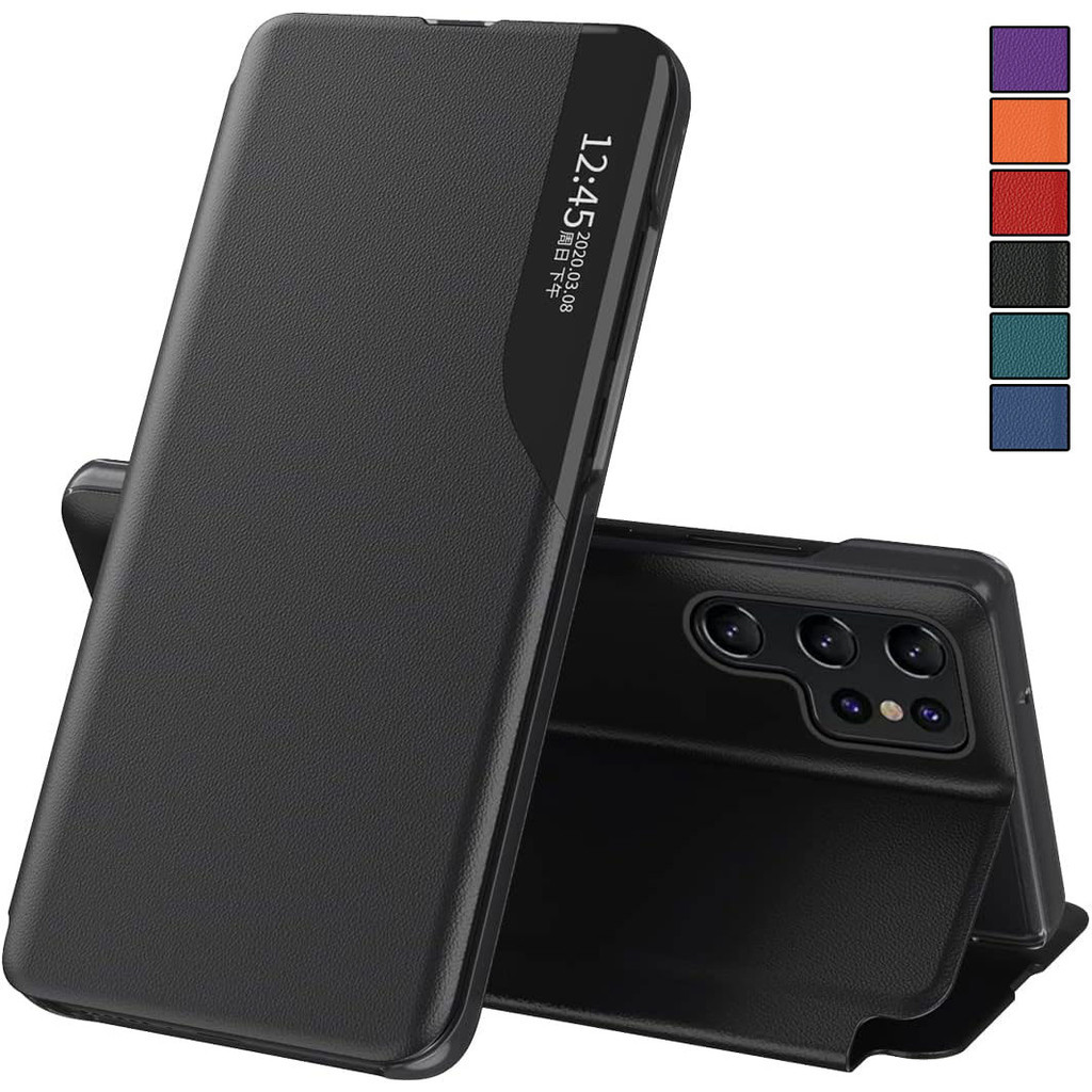 Casing Stand Smart View untuk Samsung Galaxy S26 Ultra, Casing Flip Kulit Anti Guncangan untuk S25 U