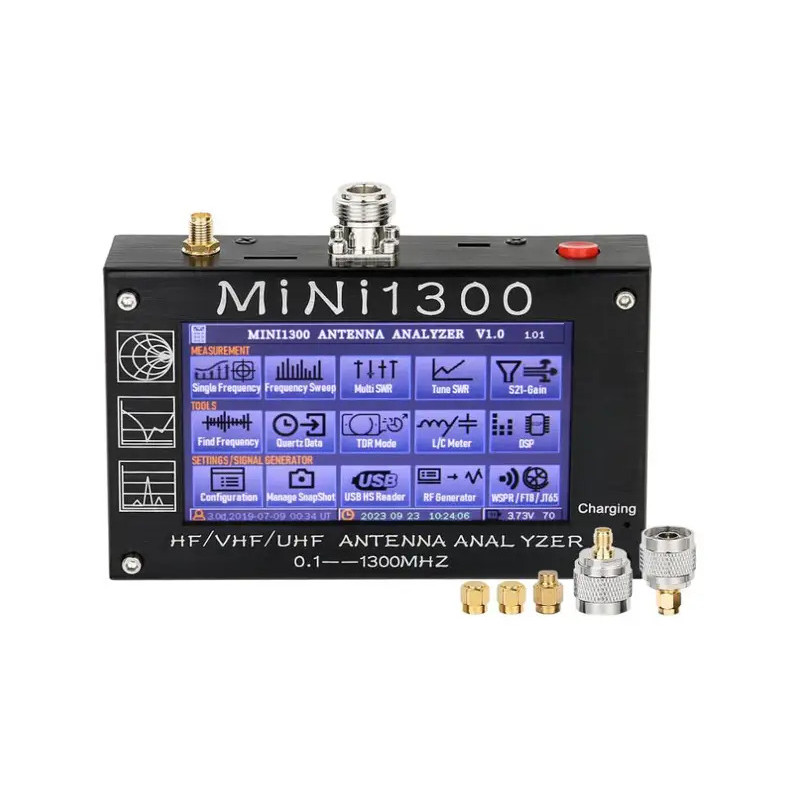 Mini1300 Antenna Analyzer, 4.3 Inch 0.1-1300MHz HF VHF UHF Antenna Analyzer  ANT/SWR/TDR/DSP RF Sign