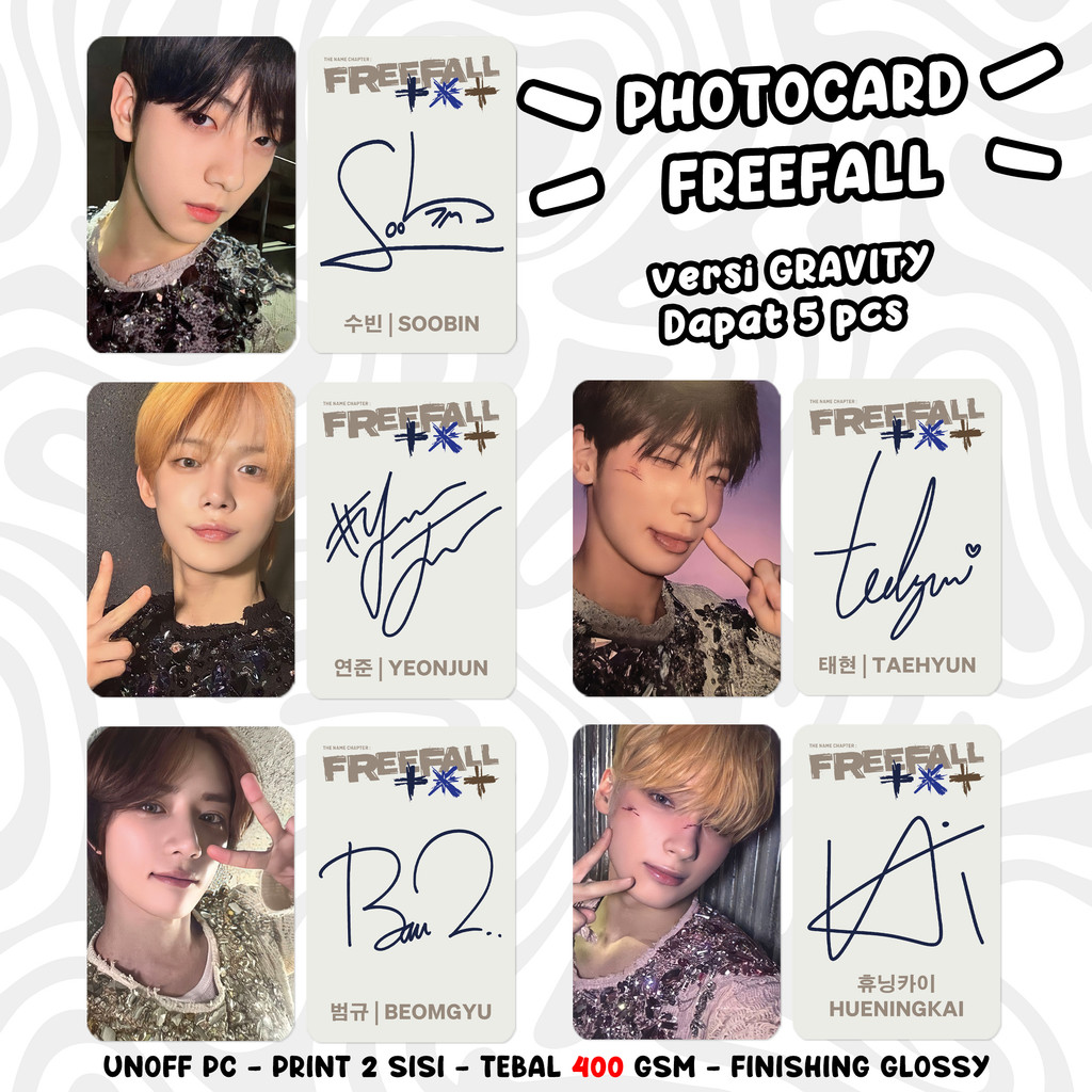 (DAPAT 5 PCS) Photocard TXT FREEFALL Unofficial PC KPOP