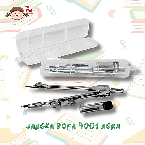 TTOTTO Jangka Matematika Bofa 4001 Agra, 3056 Set Isi Ulang Pensil Kotak Pelindung Compass Geometri 