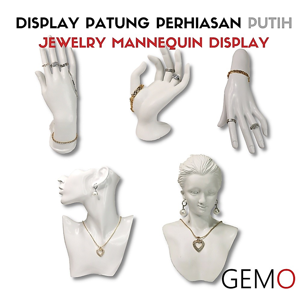 Display Manekin Patung Putih Perhiasan untuk Cincin Gelang Kalung Anting cocok untuk Alat Peraga Ema