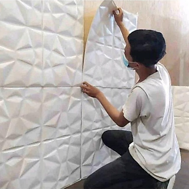 3D Wallpaper Dinding Foam Wallfoam /Brickfoam Motif Diamond Waterproof
