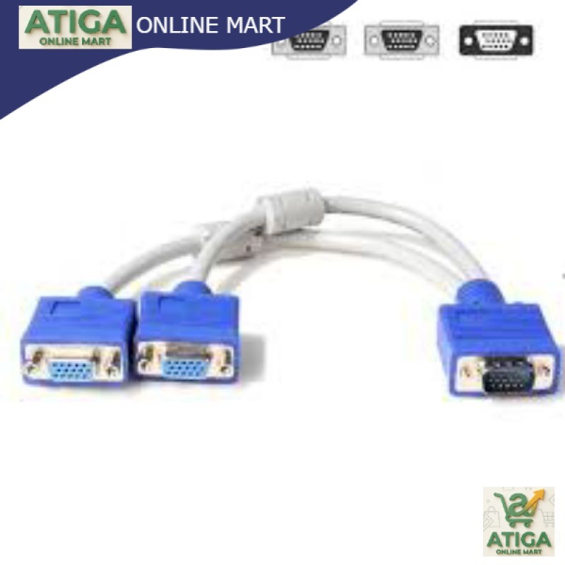 (ATG) Kabel vga cabang / kabel vga splitter 1 ke 2 / kabel vga splitter 2port