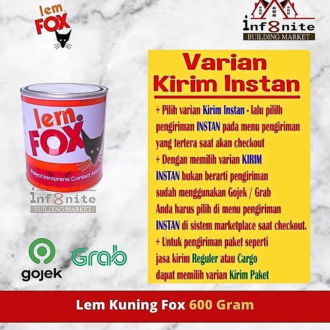 Ready Lem Kuning FOX Lem Serbaguna Lem Hpl Sepatu Lem Aibon FOX 600 Gram