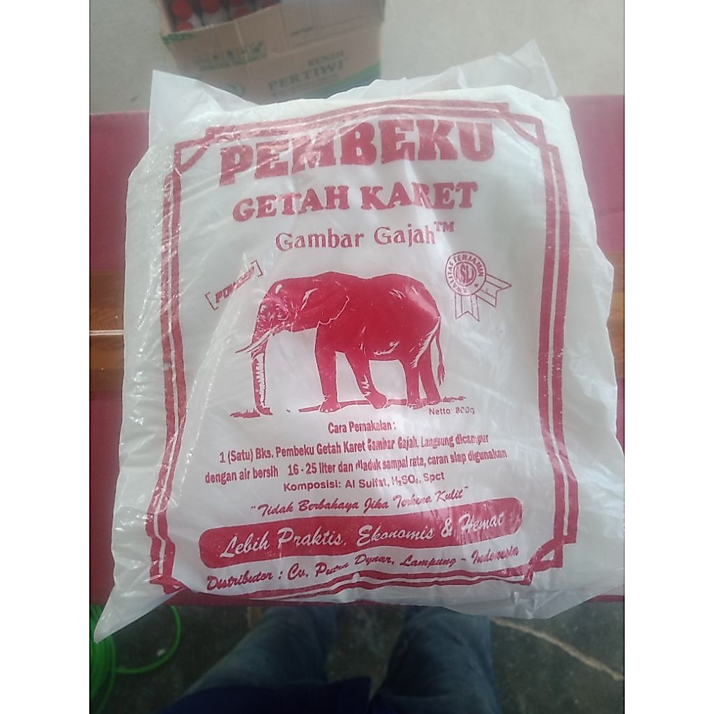 pembeku getah karet/cuka bubuk, cap gajah,bonus mangkok