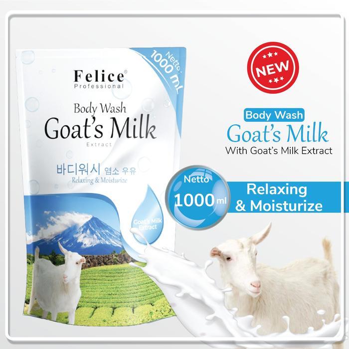 Felice Professional Body Wash Pouch 1000ml Soap Cair Mandi Liquid - goat milk
