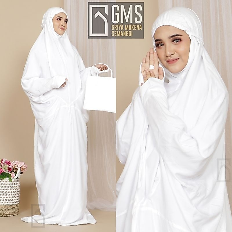 Mukena Terusan Putih Polos Dewasa Original Bonus Tas Bisa COD Mukena Bali Mukena Rayon Mukena Pocong