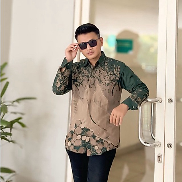 Kemeja Batik Katun Solo SLIMFIT DAUN HIJAU BOTOL Ready Lengan Panjang dan Pendek(Pilih Variasi) Size