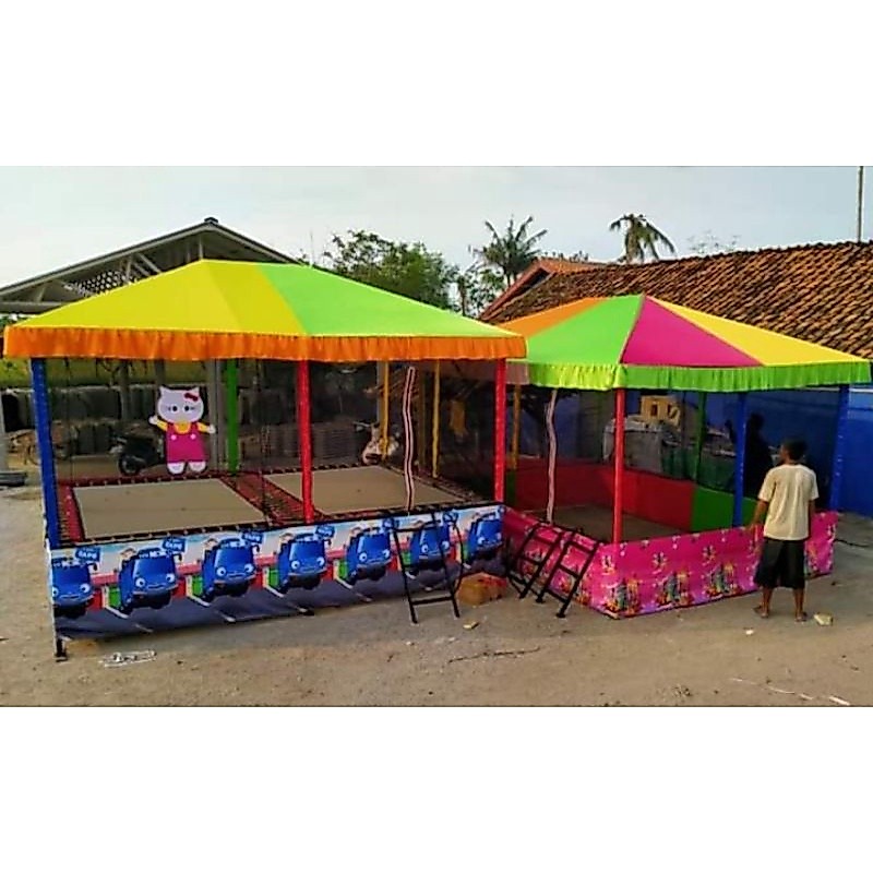 trampolin kotak 3x4 pake atap