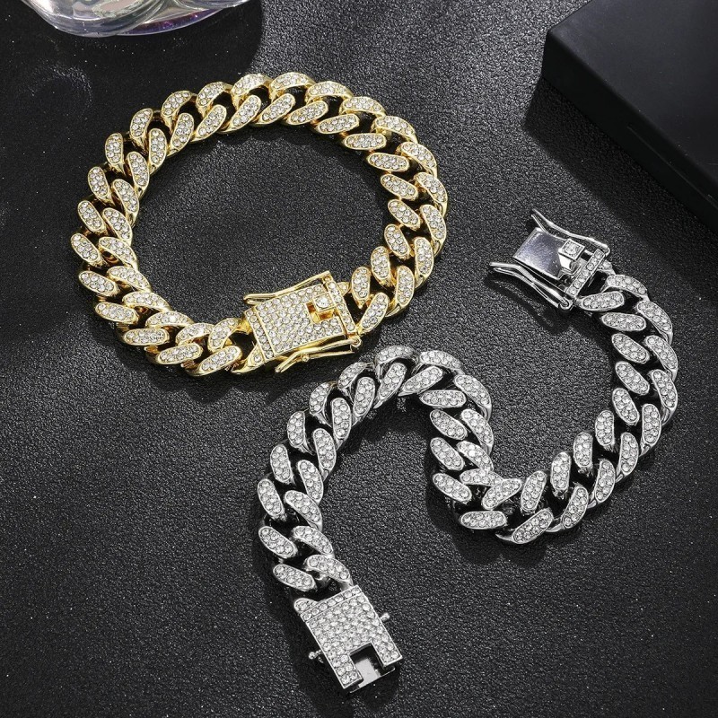 20cm Lebar Gelang Berlian Wanita Gelang Pria /Barang ready Gelang Hip Hop/Pria gelang kuba pria /Gel