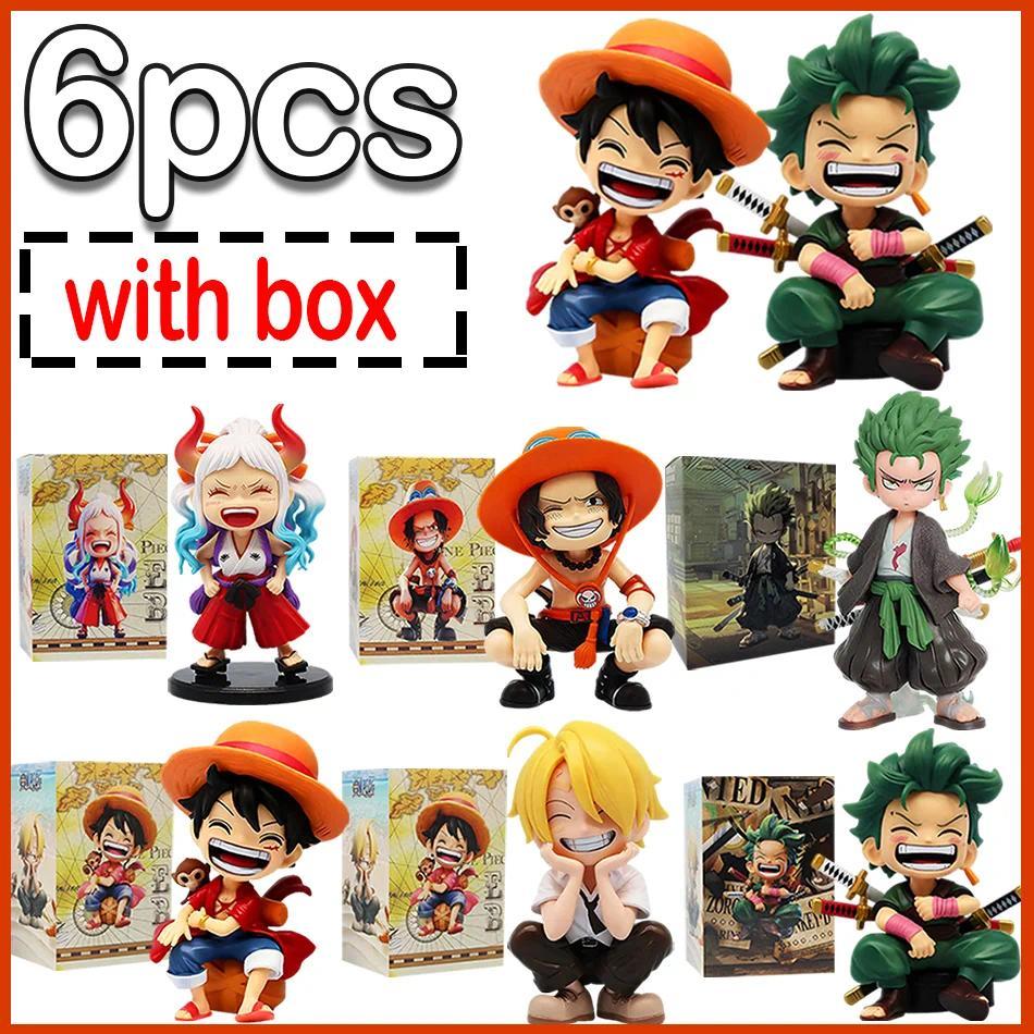 Figur Anime One Piece 13cm, One Piece Monkey D Luffy Roronoa Zoro, Mainan Kawaii, Figur Q Nendoroid,