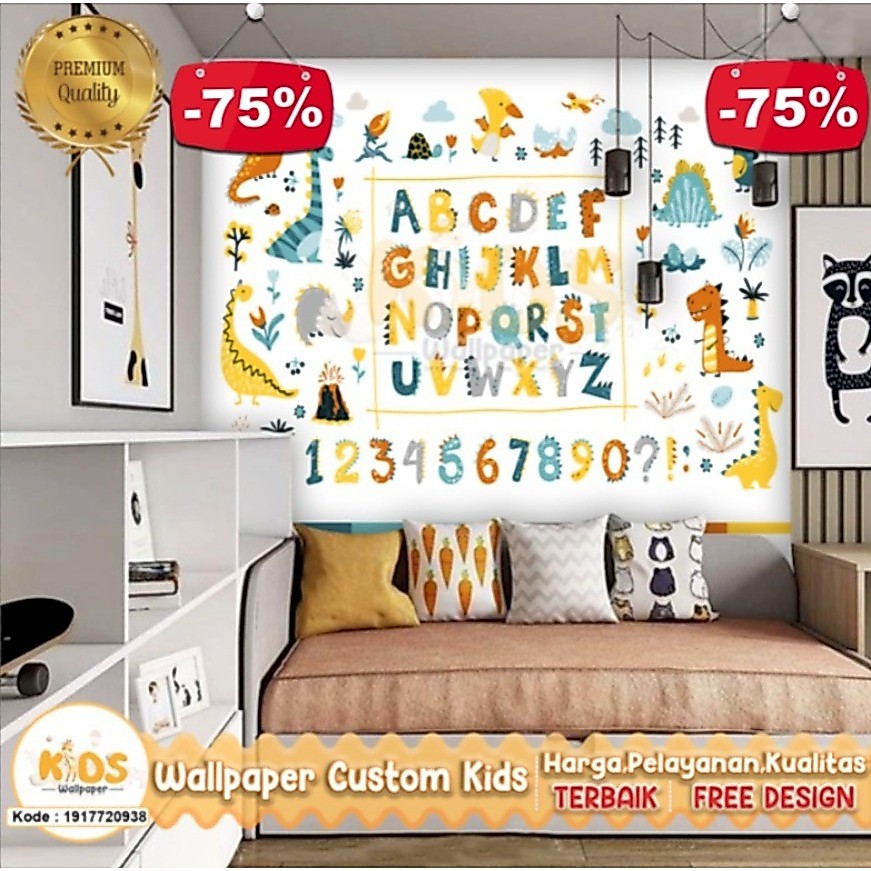 Wallpaper Custom 3D Tema Alphabet | Wallpaper Request Gambar | Wallpaper Kamar Tidur Anak | Wallpape