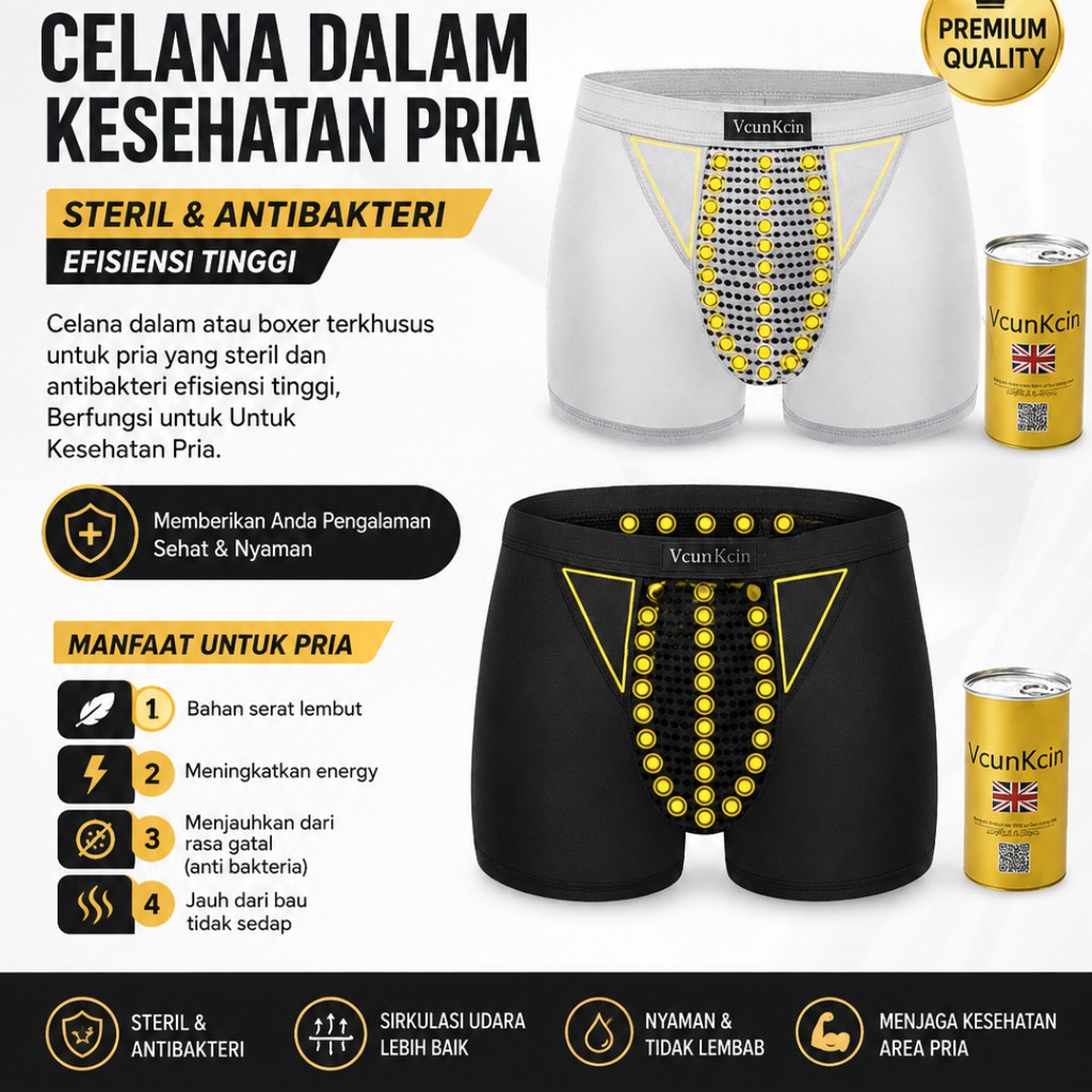 Boxer CD Kesehatan Pia VCUN KCIN VCUNKCIN Original- Celana Dalam Pria Perkasa Dengan Ion Magnetic