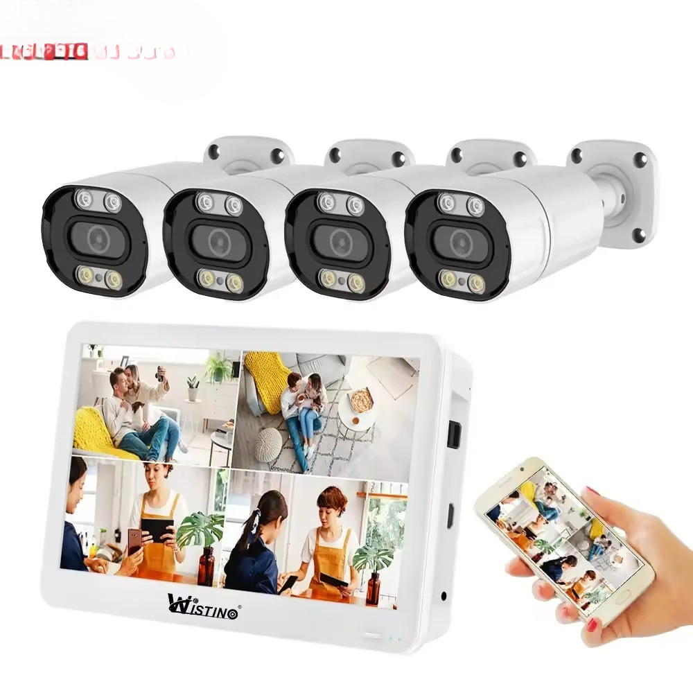 Wistino Xmeye 4ch Lcd Poe Camera System Kit Motion Detection Face Recognition Two Way Audio CCTV Sys