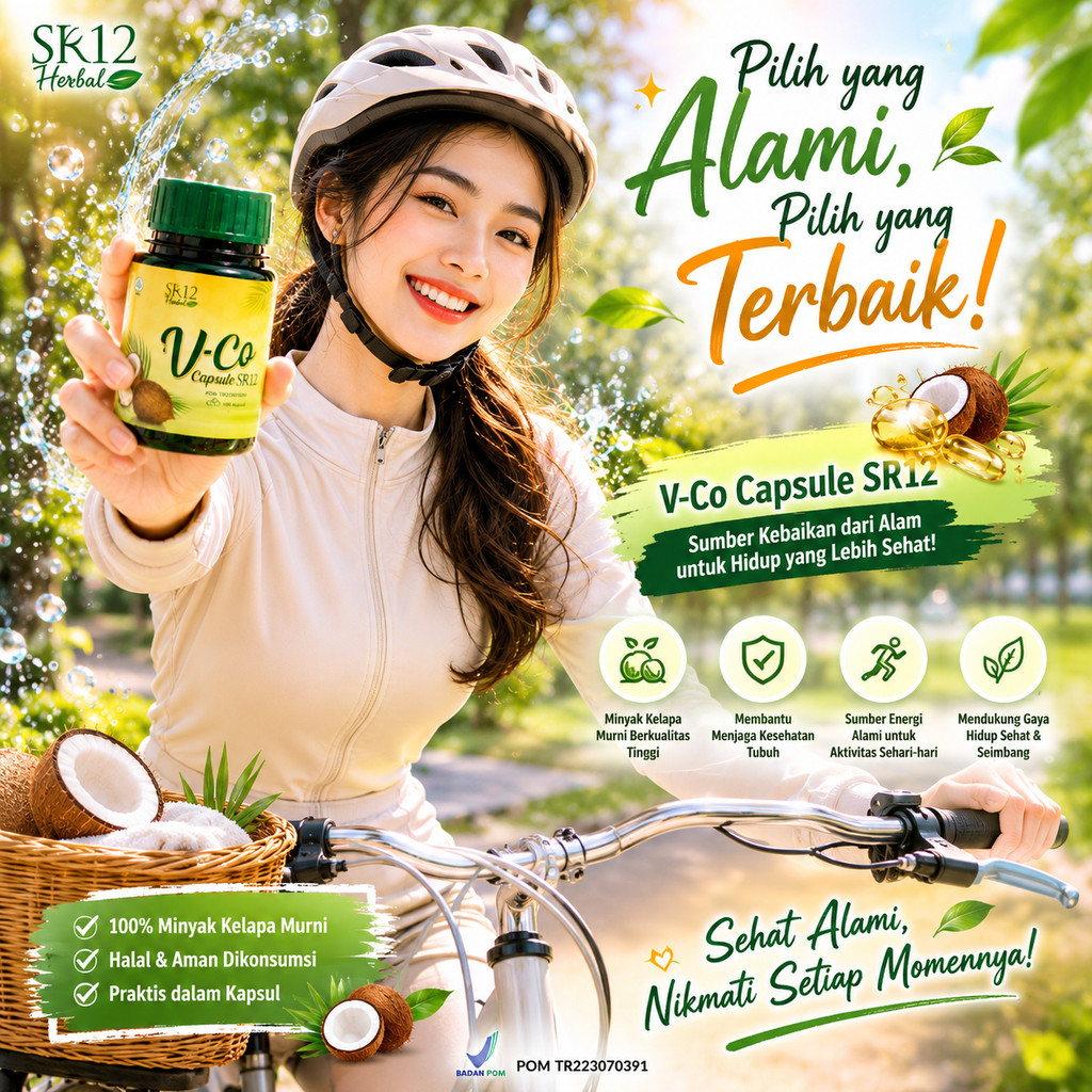 SR12 Herbal VCO Kapsul Minyak Kelapa Murni Virgin Coconut Oil Suplemen Nutrisi Alami Kebutuhan Haria