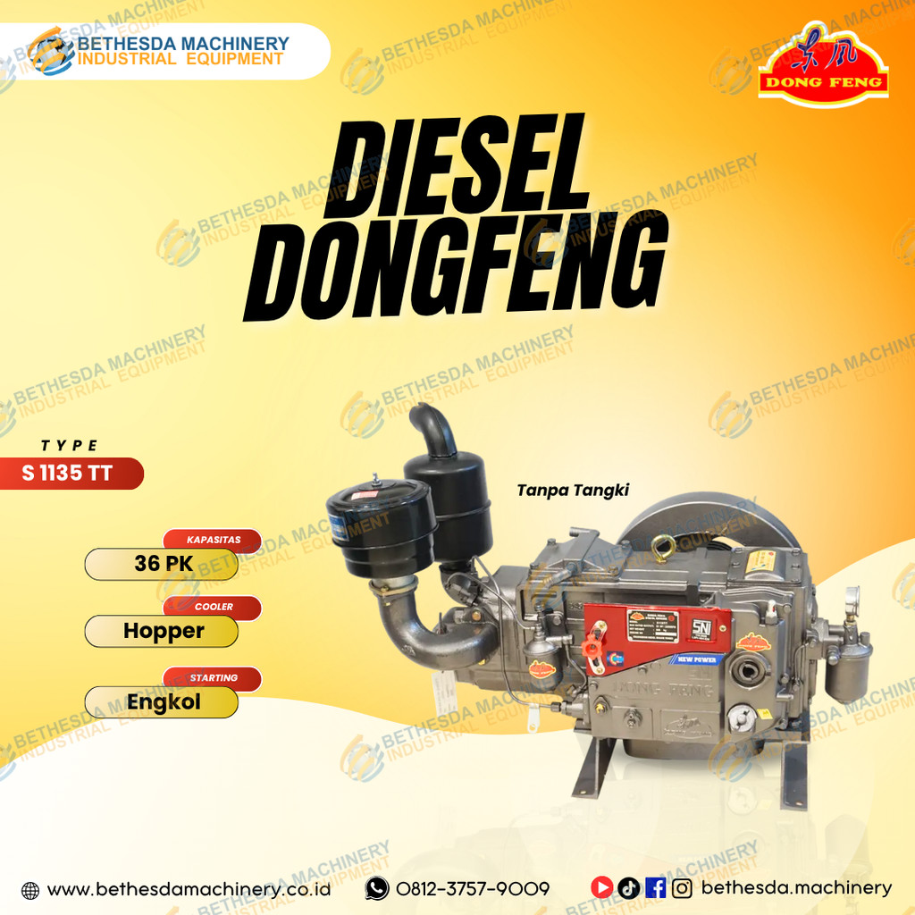 Diesel 35Pk Mesin Dongfeng S 1135 TT Penggerak 36 hp