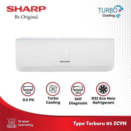 AC SHARP 1/2PK LOW WATT TURBO 5ZCYN - unit + pasang