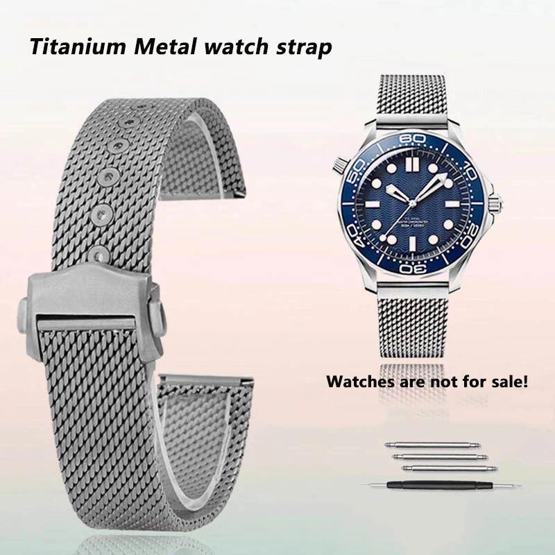 Tali Jam Tangan Logam Titanium Berkualitas Tinggi 20mm untuk Omega Seamaster 003, Gelang Pria Tali T