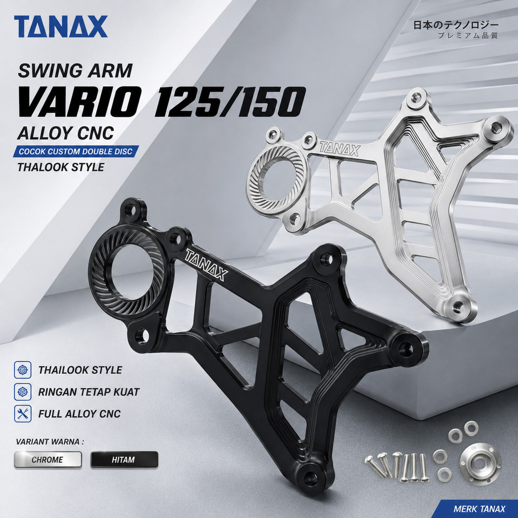 Swing Arm Vario 125 150 LED Full CNC Chrome Hitam Cocok Double Cakram dan Modifikasi