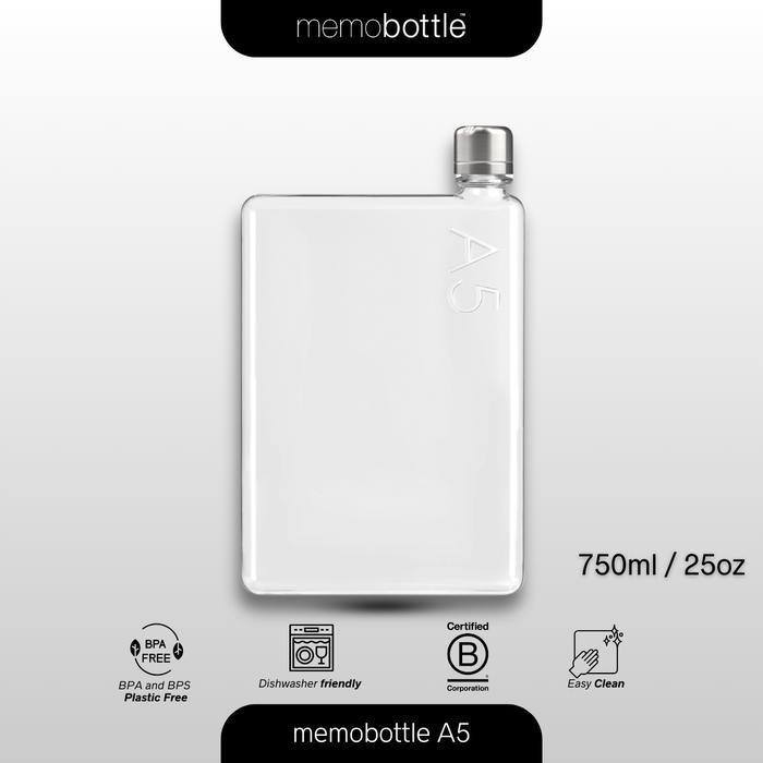 Botol Minum Plastik memobottle A5 750ml Flat Tumbler Water Bottle