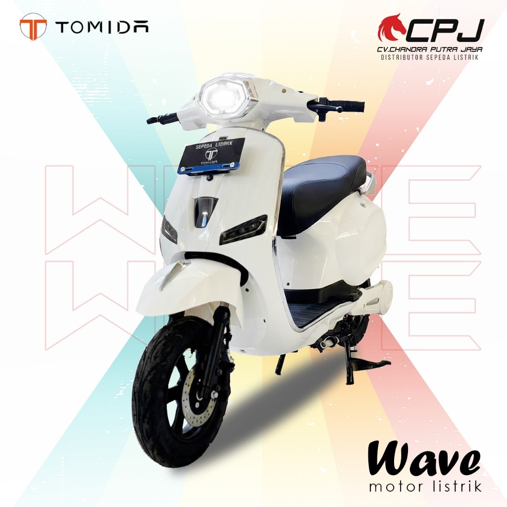 Sepeda Motor Listrik Tomida Wave TERBARU Model vespa Matic Bergaransi Resmi