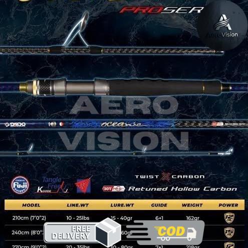 Joran Daido Oceanic Pro Series 240 270 300 Carbon Hollow Ring Fuji Joran Pancing Pinggir Laut alat -