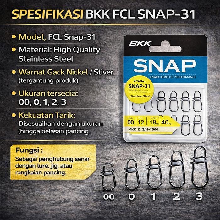 Arsya Gallery Fishing BKK FCL SNAP-31 Snap Pancing Premium Super Kuat & Anti Karat | Lure Connector 