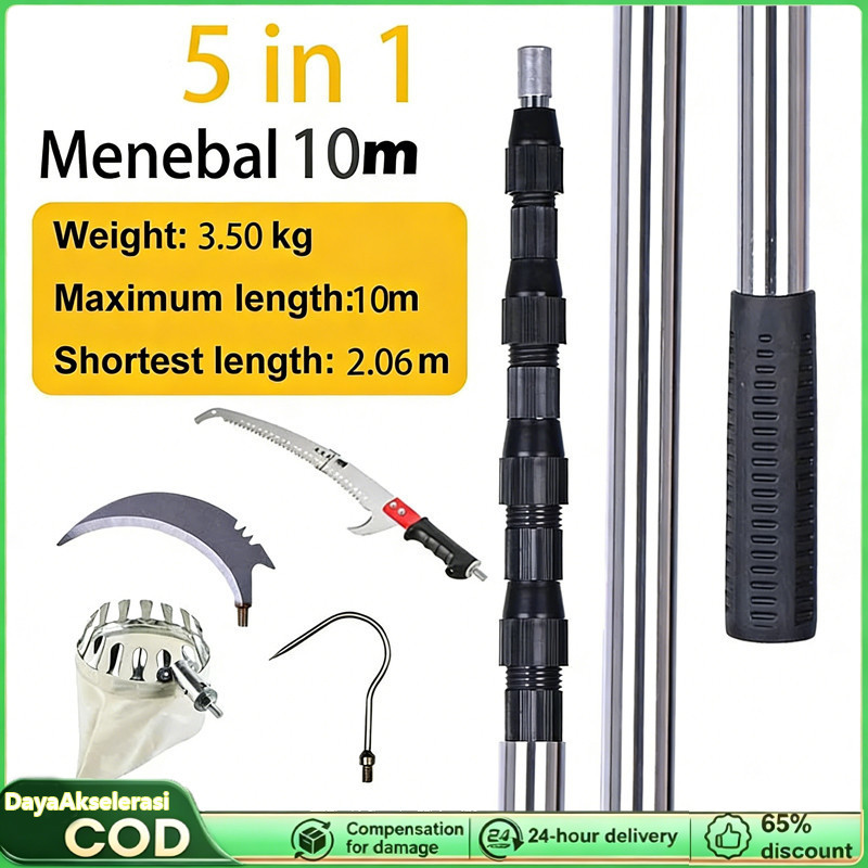 6 in1 7M Tongkat Panjang Untuk Petik Buah /metal fruit picker /galah pemetik buah 10 meter/tongkat p
