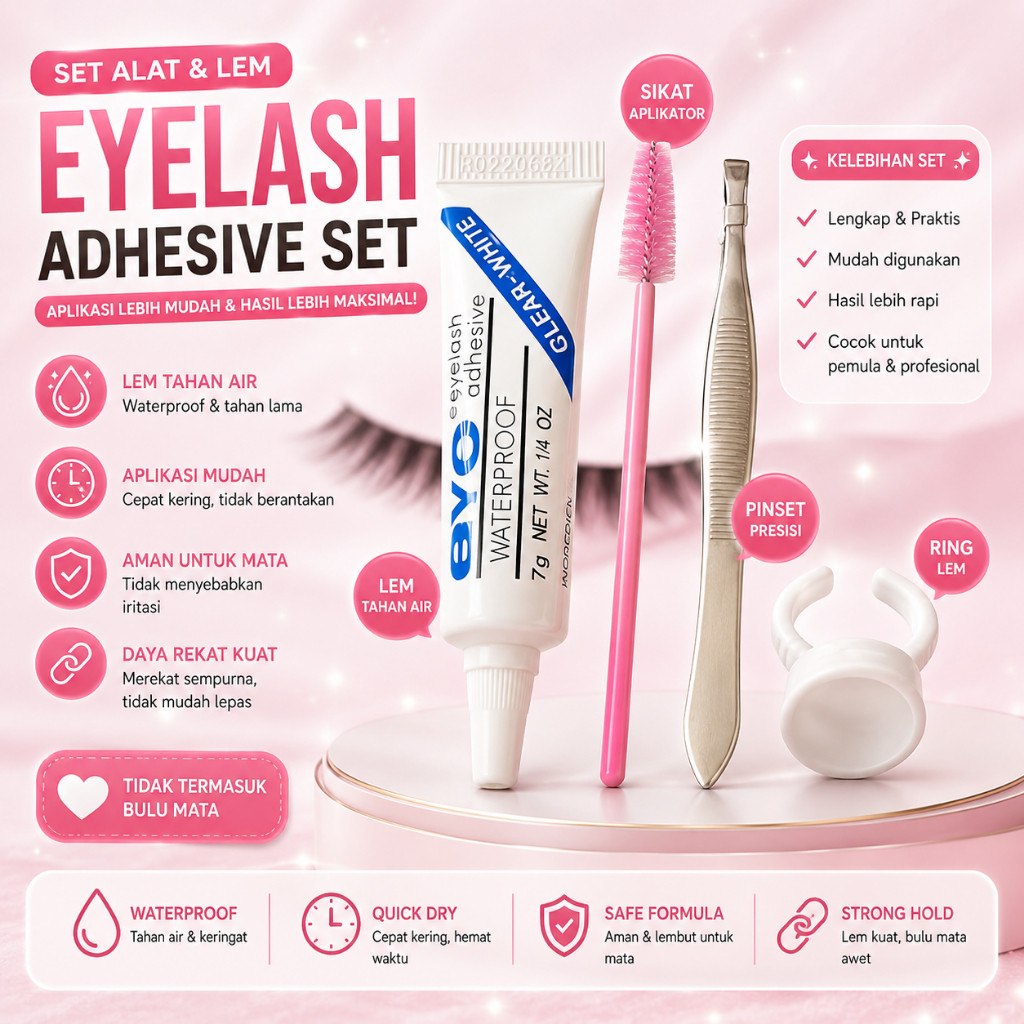 Glowphoria - [PAKET LENGKAP] Eyelash Extension Tool Kit Set / Alat Pasang Bulu Mata Palsu Pemula Pin