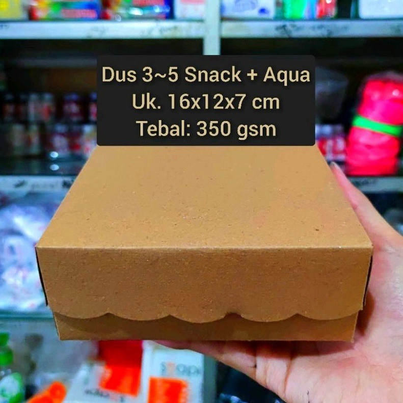 Box / Kardus / Dus Snack Kue Makanan Coklat - 16x12x7 cm - Aqua B Cokelat Polos