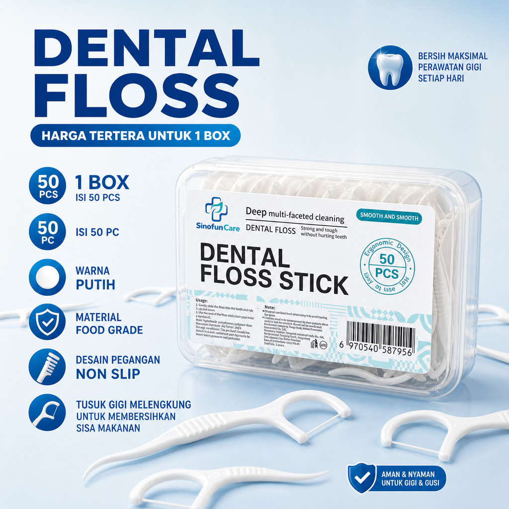 [FS GROSIR] Dental Floss Benang Tusuk Gigi Isi 50pc High Quality Higienis Murah Import
